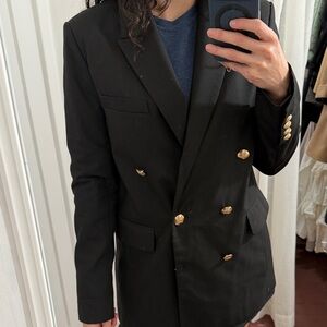 Zara Black Blazer with Gold Accents
